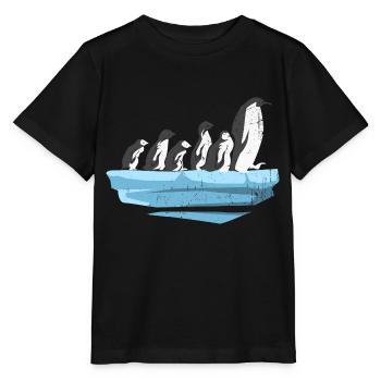 Watschelnde Pinguinfamilie Eisscholle - Stanley/Stella Kinder T-Shirt MINI CREATOR  - Schwarz - Vorne - Mikhail (115cm)