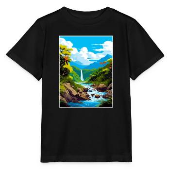 Nasse Tropen von Queensland Vintage-Reiseposter - Stanley/Stella Kinder T-Shirt MINI CREATOR  - Schwarz - Vorne - Mikhail (115cm)