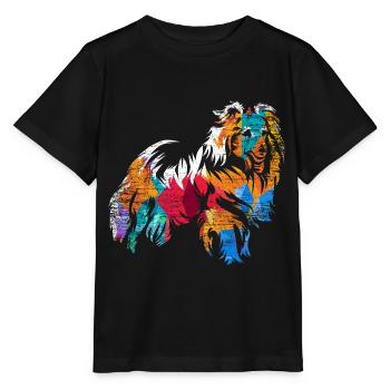 Flinker Shetland Hütehundesport - Stanley/Stella Kinder T-Shirt MINI CREATOR  - Schwarz - Vorne - Mikhail (115cm)