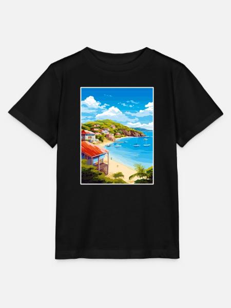 Antigua und Barbuda Karibik Reiseplakat - Stanley/Stella Kinder T-Shirt MINI CREATOR  - Schwarz