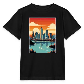 Brisbane Australien Vintage Reiseposter Souvenir - Stanley/Stella Kinder T-Shirt MINI CREATOR  - Schwarz - Vorne - Mikhail (115cm)