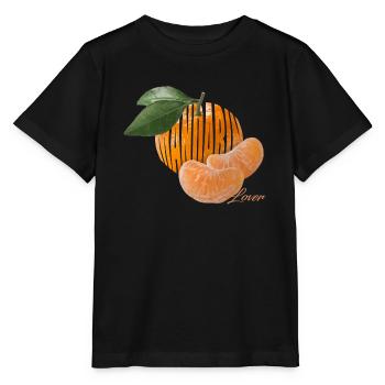Mandarine Lover – Süße Zitrusfrucht Motiv - Stanley/Stella Kinder T-Shirt MINI CREATOR  - Schwarz - Vorne - Mikhail (115cm)