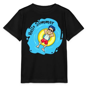Hello Summer - Chillen im Schwimmring - Stanley/Stella Kinder T-Shirt MINI CREATOR  - Schwarz - Vorne - Mikhail (115cm)