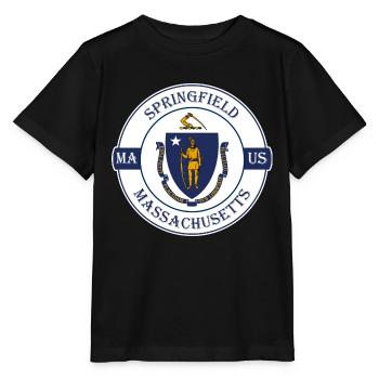 Springfield Massachusetts Flagge USA Reisesouvenir - Stanley/Stella Kinder T-Shirt MINI CREATOR  - Schwarz - Vorne - Mikhail (115cm)