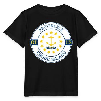 Providence Rhode Island Flagge USA Souvenir Abzeichen - Stanley/Stella Kinder T-Shirt MINI CREATOR  - Schwarz - Vorne - Mikhail (115cm)