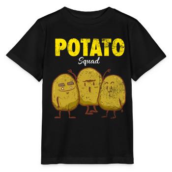 Knusprige Pommes Kartoffeltruppe - Stanley/Stella Kinder T-Shirt MINI CREATOR  - Schwarz - Vorne - Mikhail (115cm)