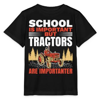 Schule ist wichtig, aber Traktoren sind noch wicht - Stanley/Stella Kinder T-Shirt MINI CREATOR  - Schwarz - Vorne - Mikhail (115cm)