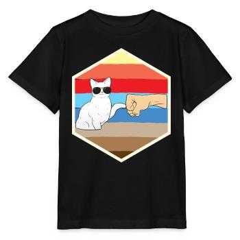 Katzenfreund Katzenliebhaber Cool Katze - Stanley/Stella Kinder T-Shirt MINI CREATOR  - Schwarz - Vorne - Mikhail (115cm)