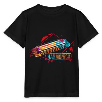 Seelenvolle Mundharmonika Melodie - Stanley/Stella Kinder T-Shirt MINI CREATOR  - Schwarz - Vorne - Mikhail (115cm)