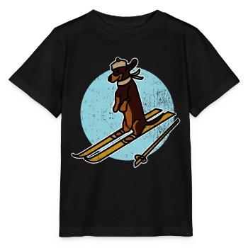 Schneefreudiger Skihund Winterurlaub - Stanley/Stella Kinder T-Shirt MINI CREATOR  - Schwarz - Vorne - Mikhail (115cm)