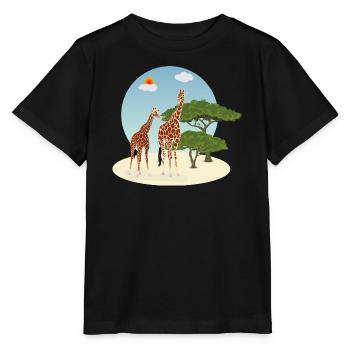 Mutter und Baby Giraffe - Stanley/Stella Kinder T-Shirt MINI CREATOR  - Schwarz - Vorne - Mikhail (115cm)