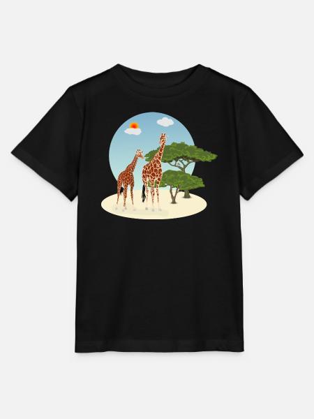 Mutter und Baby Giraffe - Stanley/Stella Kinder T-Shirt MINI CREATOR  - Schwarz
