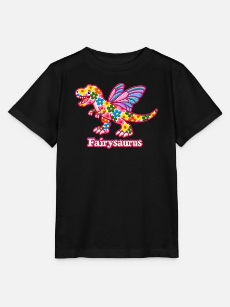 Fairysaurus niedlicher floraler T-Rex - Stanley/Stella Kinder T-Shirt MINI CREATOR - Schwarz