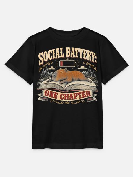 Capybara Lesen Bücherwurm Retro - Stanley/Stella Kinder T-Shirt MINI CREATOR - Schwarz