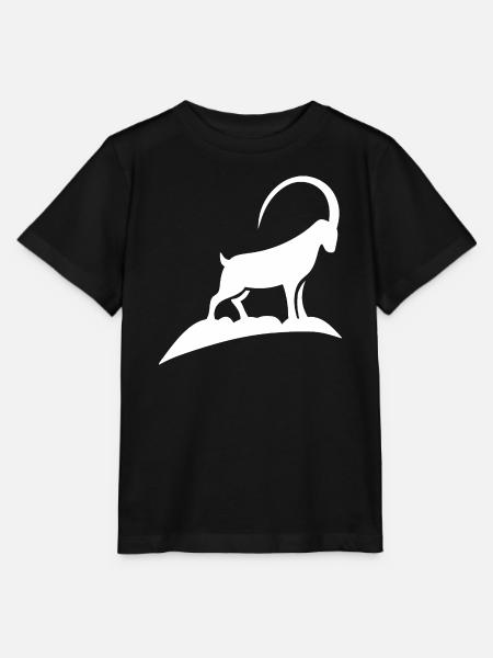 Steinbock-Silhouette auf Berg Mondlicht - Stanley/Stella Kinder T-Shirt MINI CREATOR - Schwarz