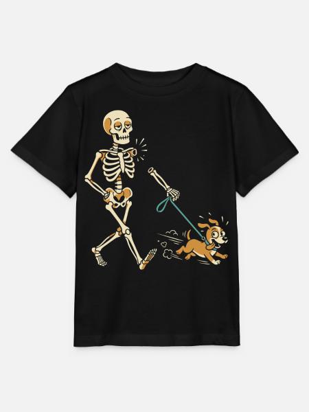 Stürmische Gassirunde Skelett - Stanley/Stella Kinder T-Shirt MINI CREATOR  - Schwarz