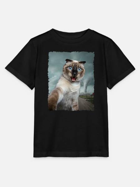 Siamkatze Selfie mit Tornado - Stanley/Stella Kinder T-Shirt MINI CREATOR  - Schwarz