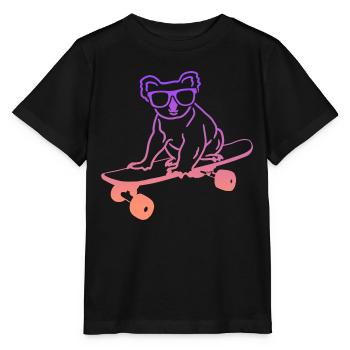 Skateboarding Koala Skaten Skateboard Skater - Stanley/Stella Kinder T-Shirt MINI CREATOR  - Schwarz - Vorne - Mikhail (115cm)