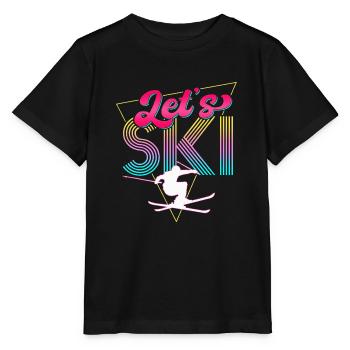 Let's Ski Neon Retro Skier - Stanley/Stella Kinder T-Shirt MINI CREATOR  - Schwarz - Vorne - Mikhail (115cm)