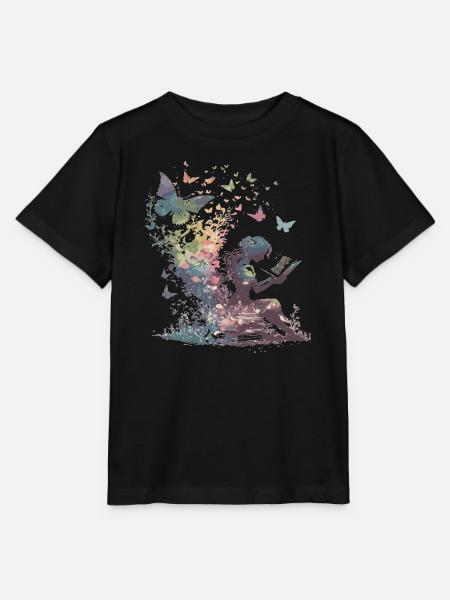 Lesende Seele im Schmetterlingsgarten - Stanley/Stella Kinder T-Shirt MINI CREATOR  - Schwarz