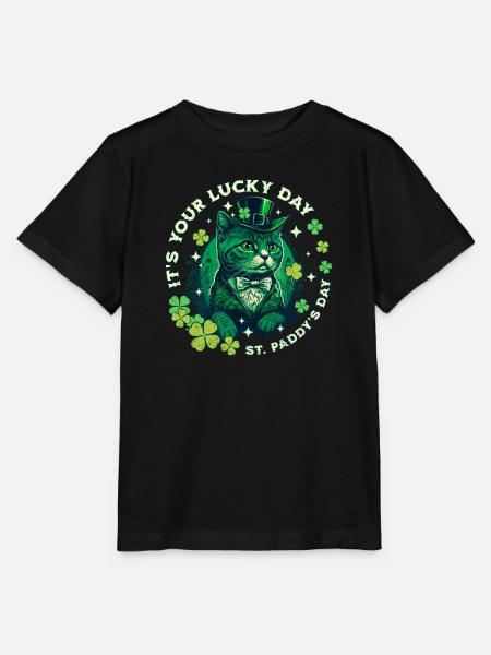 Glückskatze zum St. Patrick's Day - Stanley/Stella Kinder T-Shirt MINI CREATOR  - Schwarz