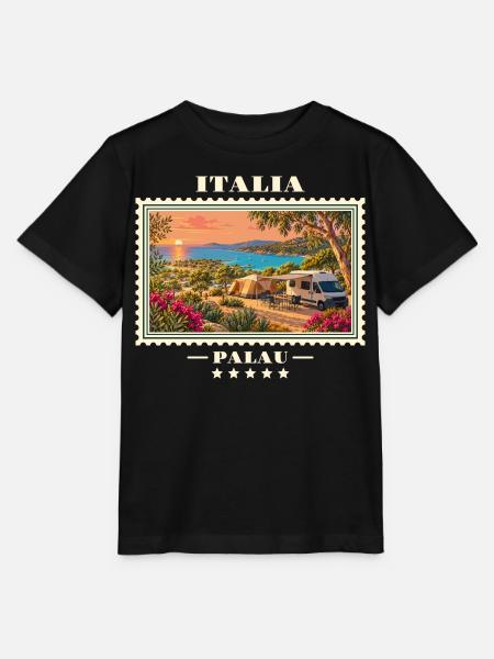 Italien Palau Camping Vintage Reisemarke - Stanley/Stella Kinder T-Shirt MINI CREATOR  - Schwarz