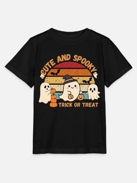 Niedliche und gruselige Retro-Geister - Stanley/Stella Kinder T-Shirt MINI CREATOR - Schwarz