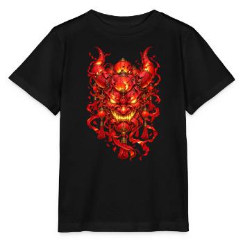Chinesischer Dämon in roten Laternen und Ornamenten - Stanley/Stella Kinder T-Shirt MINI CREATOR  - Schwarz - Vorne - Mikhail (115cm)