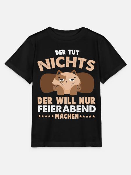 Der will nur Feierabend machen – Katze - Stanley/Stella Kinder T-Shirt MINI CREATOR - Schwarz