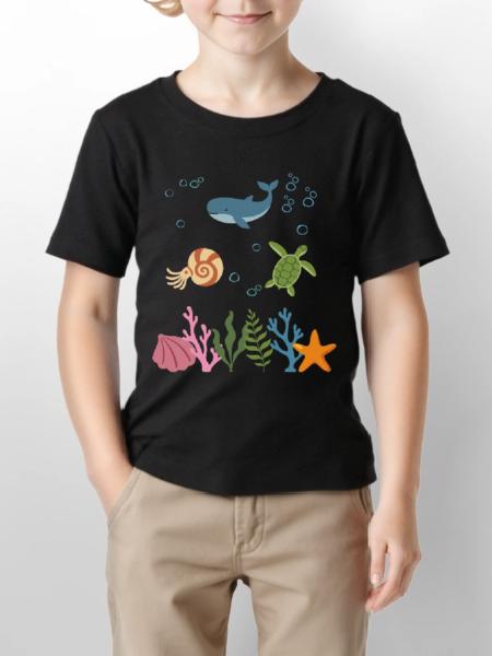 Wal Unterwasser Kinder Nautilus - Stanley/Stella Kinder T-Shirt MINI CREATOR - Schwarz - Vorne - Mikhail (115cm)
