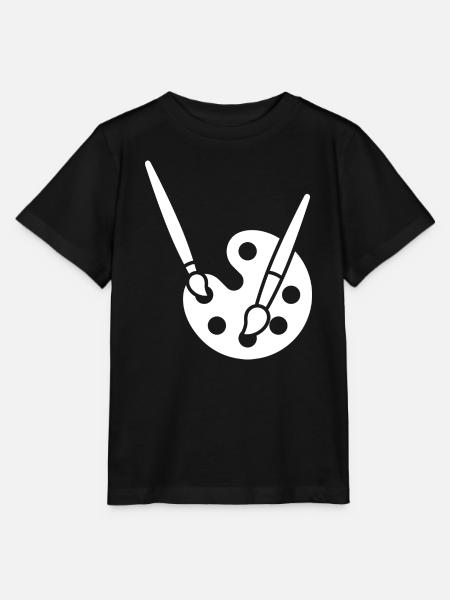 Malerei, Farbpalette, Pinsel, Kunst Symbol - Stanley/Stella Kinder T-Shirt MINI CREATOR - Schwarz