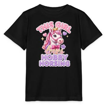 This Girl Loves Hobby Horsing Steckenpferd - Stanley/Stella Kinder T-Shirt MINI CREATOR  - Schwarz - Vorne - Mikhail (115cm)