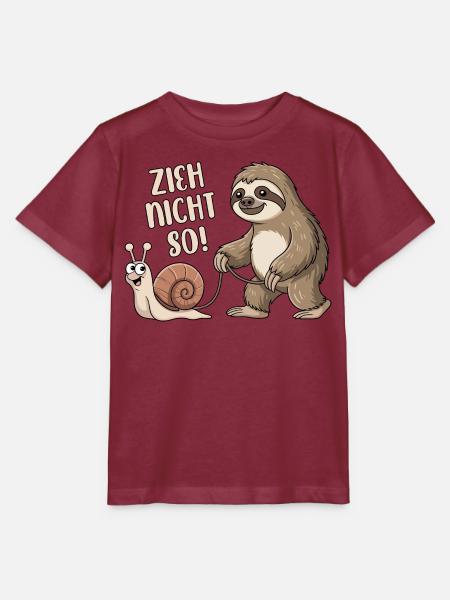 Zieh nicht so - Schnecke und Faultier - Stanley/Stella Kinder T-Shirt MINI CREATOR - Burgunderrot