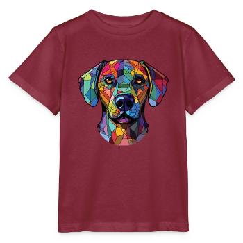 Cao De Castro Laboreiro Hunderasse Aquarellglas - Stanley/Stella Kinder T-Shirt MINI CREATOR  - Burgunderrot - Vorne - Kain (125cm)