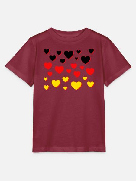 deutschland Fahne Herzen - Stanley/Stella Kinder T-Shirt MINI CREATOR - Burgunderrot