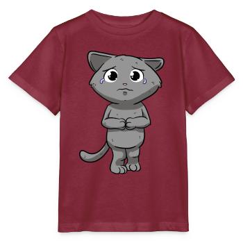 Traurige Katze - Stanley/Stella Kinder T-Shirt MINI CREATOR  - Burgunderrot - Vorne - Kain (125cm)