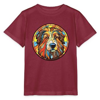 Katalanischer Schäferhund Hund Rasse Aquarell Illustration - Stanley/Stella Kinder T-Shirt MINI CREATOR  - Burgunderrot - Vorne - Kain (125cm)