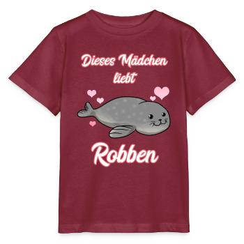 Dieses Mädchen Liebt Robben - Stanley/Stella Kinder T-Shirt MINI CREATOR  - Burgunderrot - Vorne - Kain (125cm)