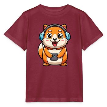 Hamster Lustige Zeichentrickfigur Kopfhörer Musik - Stanley/Stella Kinder T-Shirt MINI CREATOR  - Burgunderrot - Vorne - Kain (125cm)