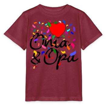 Oma und Papa Konfetti - Stanley/Stella Kinder T-Shirt MINI CREATOR  - Burgunderrot - Vorne - Kain (125cm)