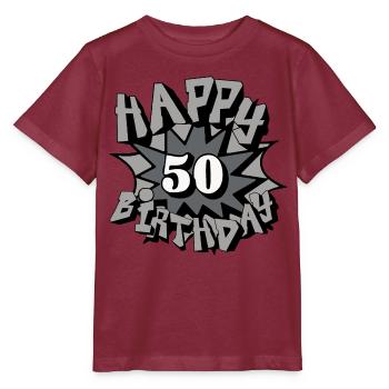 50.Geburtstag,50 Jahre,Airbrush, Happy Birthday(25 - Stanley/Stella MINI CREATOR Kids’ T-Shirt - burgundy - Front - Kain (125cm)