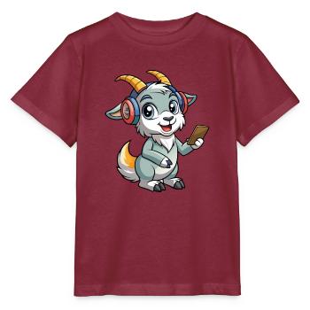 Ziege Lustige Zeichentrickfigur Kopfhörer Musik - Stanley/Stella Kinder T-Shirt MINI CREATOR  - Burgunderrot - Vorne - Kain (125cm)