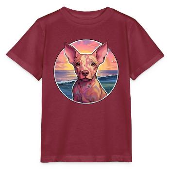 Cirneco Dell Ätna Hunderasse Bunte Karikatur Wasser - Stanley/Stella Kinder T-Shirt MINI CREATOR  - Burgunderrot - Vorne - Kain (125cm)