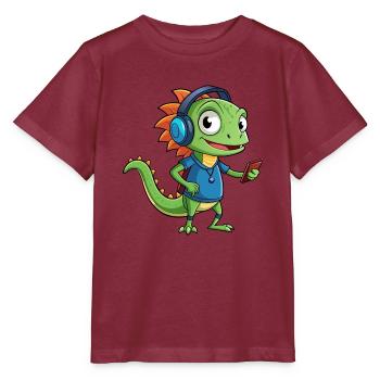 Eidechse Lustige Zeichentrickfigur Kopfhörer Musik - Stanley/Stella Kinder T-Shirt MINI CREATOR  - Burgunderrot - Vorne - Kain (125cm)
