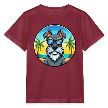 Standard Schnauzer Hunderasse Cartoon Sonnenbrille - Stanley/Stella Kinder T-Shirt MINI CREATOR  - Burgunderrot - Vorne - Kain (125cm)