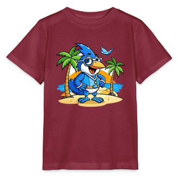 Blue Jay Lustige Cartoon Sommer Strand Sonnenbrille - Stanley/Stella Kinder T-Shirt MINI CREATOR  - Burgunderrot - Vorne - Kain (125cm)