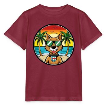 Portuguese Watchdog Breed Cartoon Sunglasses Beach - Stanley/Stella MINI CREATOR Kids’ T-Shirt - burgundy - Front - Kain (125cm)