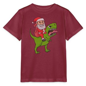 Weihnachten Dinosaurier Ugly Christmas Effekt - Stanley/Stella Kinder T-Shirt MINI CREATOR  - Burgunderrot - Vorne - Kain (125cm)