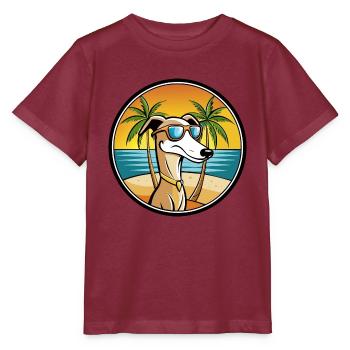 Old Croatian Sighthound Dog Breed Cartoon Beach - Stanley/Stella MINI CREATOR Kids’ T-Shirt - burgundy - Front - Kain (125cm)