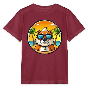 Moscow Watchdog Breed Cartoon Sunglasses Beach - Stanley/Stella MINI CREATOR Kids’ T-Shirt - burgundy - Front - Kain (125cm)
